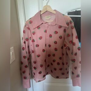 Official Lirika Matoshi Strawberry Dress shirt. size Large